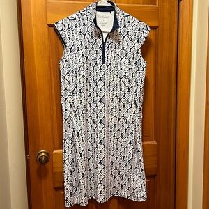 SanSoleil Navy and White Geometric Dress